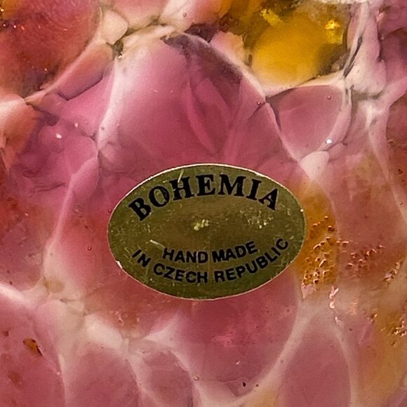 Vintage Bohemia Blown Glass Czech Republic Ornament Home Decorative Red Pink - Picture 5 of 7